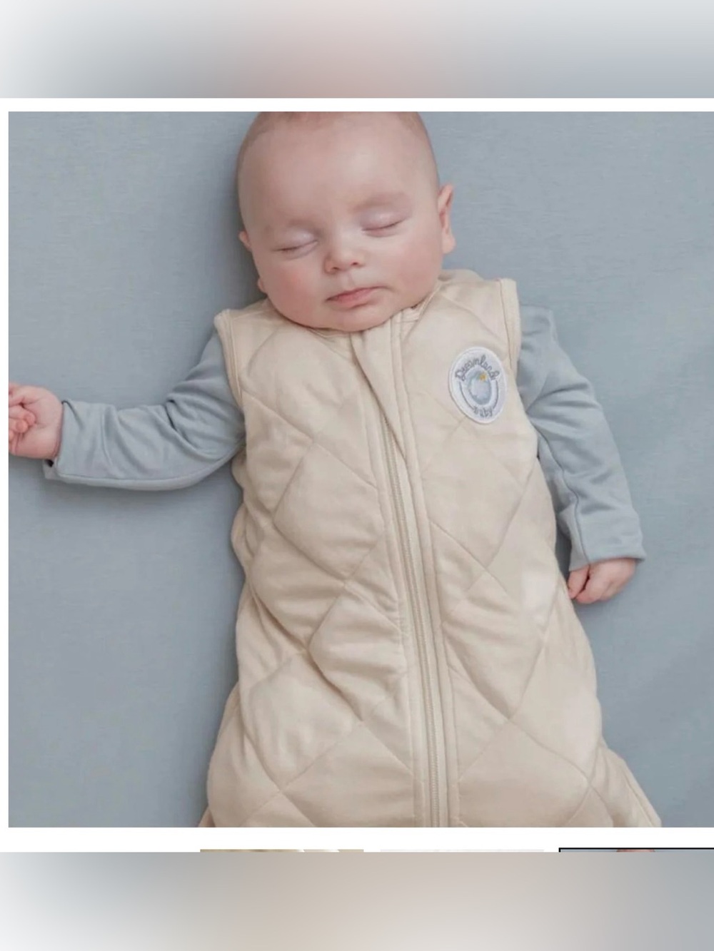 Cream Quilted Baby Sleep Sack - Sleeveless Zippered Wearable Blanket